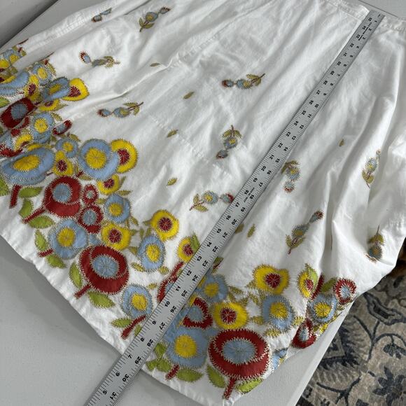Whistles Skirt Womens 10 White Floral Embroidered Midi Boho Cottagecore Country - Picture 11 of 13